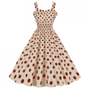 Women Suspender Party Casual Hepburn Style Polka Dot Print Dress - AwwwCos
