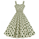 Women Suspender Party Casual Hepburn Style Polka Dot Print Dress - AwwwCos