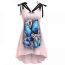 Women Tank Butterfly Print Sleeveless Strappy T-Shirt Summer Blouse