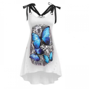 Women Tank Butterfly Print Sleeveless Strappy T-Shirt Summer Blouse