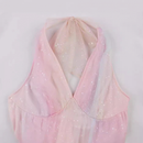 Women Tea Party Gradient Pink Hot Stamping Glitter Halter Cocktail Dress - AwwwCos