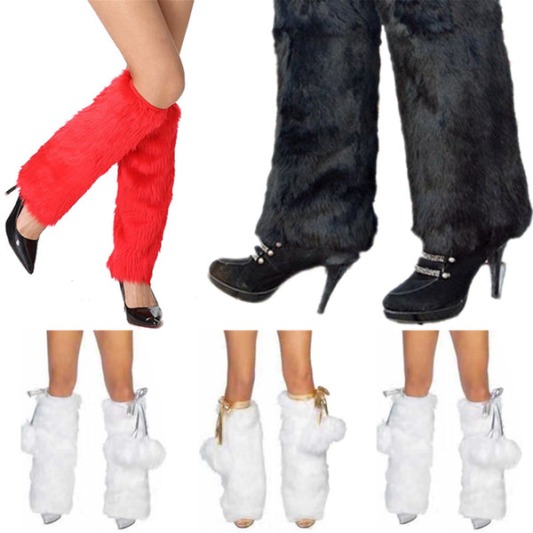 Women Thermal Furry Leg Covers Stylish Winter Warmers Fuzzy Plush Legging