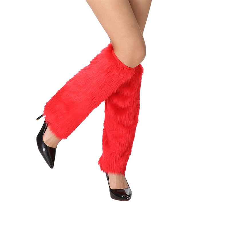 Women Thermal Furry Leg Covers Stylish Winter Warmers Fuzzy Plush Legging