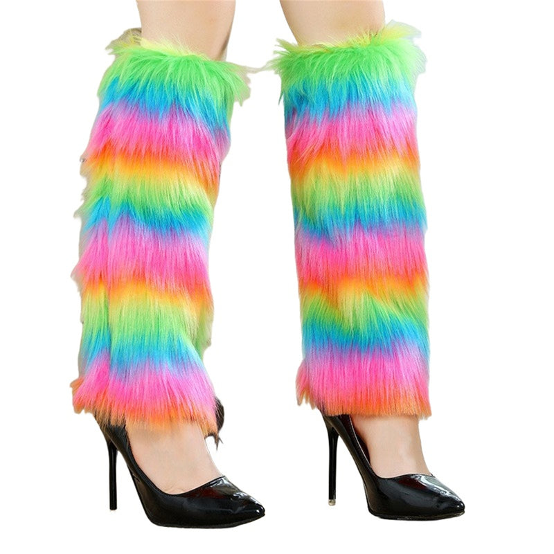 Women Thermal Furry Leg Covers Stylish Winter Warmers Fuzzy Plush Legging