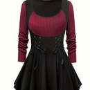 Women Tops Fall Casual Goth Shirt V Neck Loose Blouses Swing Tunic - AwwwCos