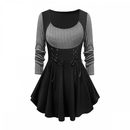 Women Tops Fall Casual Goth Shirt V Neck Loose Blouses Swing Tunic - AwwwCos