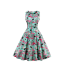Women Tropical Leaf Flamingo Hepburn 1950s Vintage Swing Dress - AwwwCos