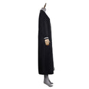Women Turkish Abaya Muslim Cosplay Costume Black Dress White Lace Trim Robe - AwwwCos