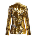Women Two-Tone Turnover Sequin Luxury Jacket Nightclub Coat - AwwwCos