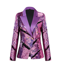 Women Two-Tone Turnover Sequin Luxury Jacket Nightclub Coat - AwwwCos