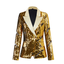 Women Two-Tone Turnover Sequin Luxury Jacket Nightclub Coat - AwwwCos