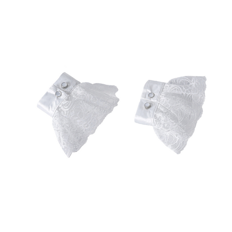 Women Victorian Cosplay Accessory Wrist Cuffs for Wedding Party Fake Ruffles Collar - AwwwCos