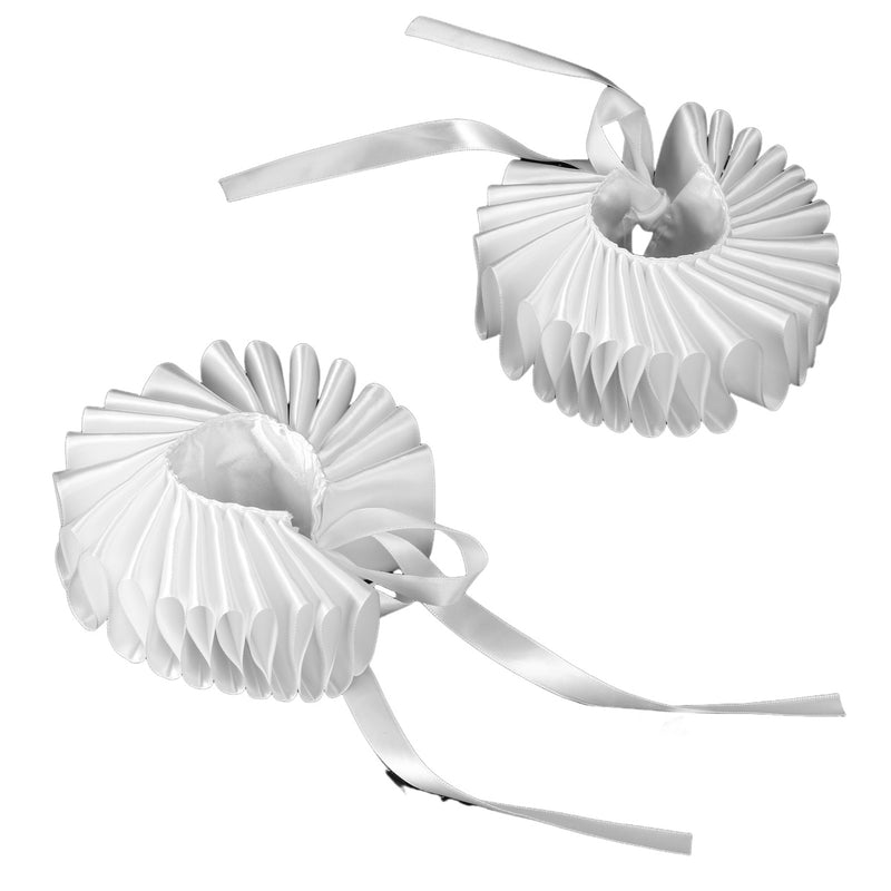 Women Victorian Elizabethan Clown Cosplay Accessory Wrist Cuffs Fake Ruffles Collar - AwwwCos