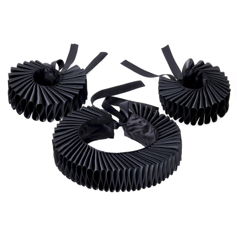 Women Victorian Elizabethan Clown Cosplay Accessory Wrist Cuffs Fake Ruffles Collar - AwwwCos