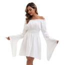 Women Victorian Peasant Ruffle White Dress Boho Pirate Shirt Blouse with Belt - AwwwCos