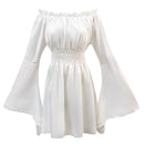 Women Victorian Peasant Ruffle White Dress Boho Pirate Shirt Blouse with Belt - AwwwCos