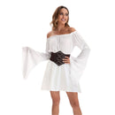 Women Victorian Peasant Ruffle White Dress Boho Pirate Shirt Blouse with Belt - AwwwCos