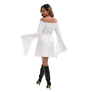 Women Victorian Peasant Ruffle White Dress Boho Pirate Shirt Blouse with Belt - AwwwCos