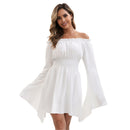 Women Victorian Peasant Ruffle White Dress Boho Pirate Shirt Blouse with Belt - AwwwCos