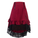 Women Vintage Gothic Dark Style Lace Trim Midi Skirt - AwwwCos