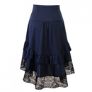 Women Vintage Gothic Dark Style Lace Trim Midi Skirt - AwwwCos