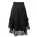 Women Vintage Gothic Dark Style Lace Trim Midi Skirt - AwwwCos