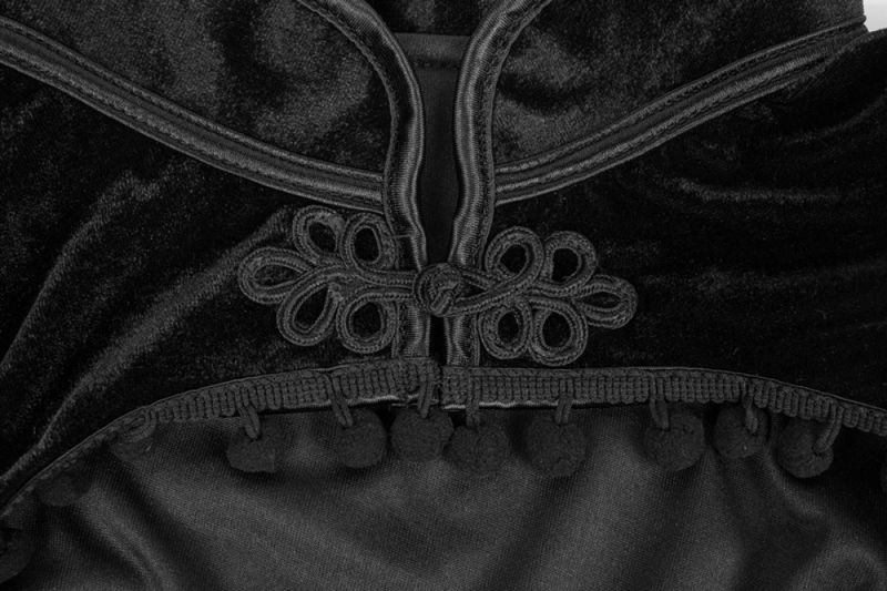 Women Vintage Gothic Top Black Shrug Velvet Ruffle Sleeve Shawls - AwwwCos