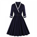 Women Vintage V Neck Cocktail A Line Midi Prom Evening Dress - AwwwCos