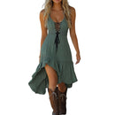 Women Vintage Western Cowgirl Cosplay Summer Casual Bohemian Dress - AwwwCos