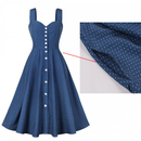 Women Wide Strap Polka Dots Vintage Single Breasted Cocktail Dress - AwwwCos