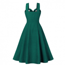 Women Wide Strap Polka Dots Vintage Single Breasted Cocktail Dress - AwwwCos