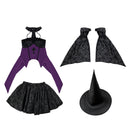Women Witch Cosplay Costume Purple Sleeveless Corset Mini Dress Hat - AwwwCos
