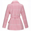Women Wool Blend Grid Belted Outwear Asymmetric Hem Winter PeaCoats - AwwwCos