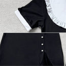 Women Gothic Nun Nurse Cosplay Costume Dark Religious Midi Slit Dress Lace Veil