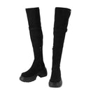 Women Knee High Boots Chunky Heeled Suede Cowgirl Cosplay Biker Boots - AwwwCos