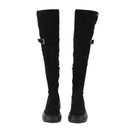 Women Knee High Boots Chunky Heeled Suede Cowgirl Cosplay Biker Boots - AwwwCos