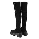 Women Knee High Boots Chunky Heeled Suede Cowgirl Cosplay Biker Boots - AwwwCos
