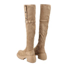 Women Knee High Boots Chunky Heeled Suede Cowgirl Cosplay Biker Boots - AwwwCos