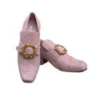 Women Loafers Mid Heel Shoes with Metal Buckle Embellishments - AwwwCos