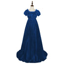 Women Satin Sash Ruffled Puff Sleeve Empire Waist Dress Tea Party Gown - AwwwCos
