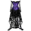 Women Steampunk Victorian Off Shoulder Corset High Low Lace Dress - AwwwCos