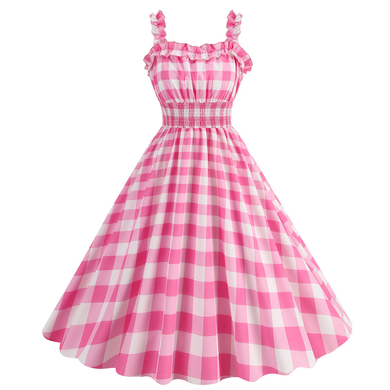 Women Suspender Party Casual Hepburn Style Polka Dot Print Dress - AwwwCos