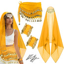 Women's Belly Dance Set Dress Headwear Veil Waist Chain Bracelet  Hair Clips
