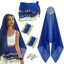 Women's Belly Dance Set Dress Headwear Veil Waist Chain Bracelet  Hair Clips