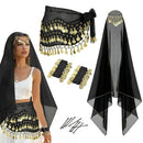 Women's Belly Dance Set Dress Headwear Veil Waist Chain Bracelet  Hair Clips
