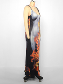 Women mid-Length Thin Strap Sleeveless 3D Printed Sexy Dress - AwwwCos