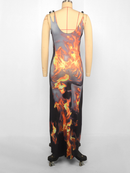 Women mid-Length Thin Strap Sleeveless 3D Printed Sexy Dress - AwwwCos