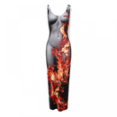 Women mid-Length Thin Strap Sleeveless 3D Printed Sexy Dress - AwwwCos