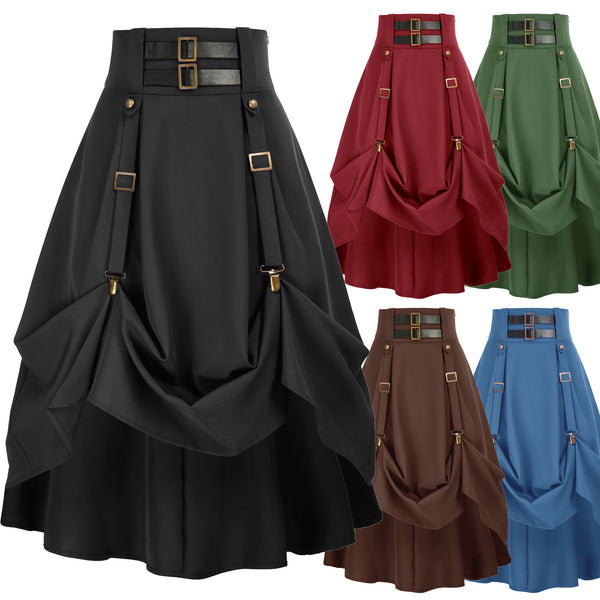 5 Kinds Womens Vintage Gothic Steampunk Fashion High Low Skirt - AwwwCos