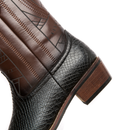 Wooden Sole Cowboy High Heel Snake Print Shoes Knight Men Boots - AwwwCos